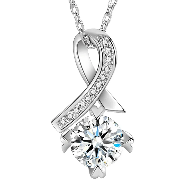 

Hot selling simple zircon necklace ladies clavicle chain elegant S925 sterling silver jewelry drop shape necklace pendant