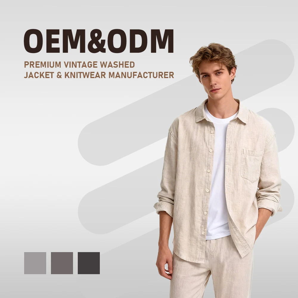 Flannel Artistic Design Spring Summer Long-Sleeved Business Casual Men's Linen Cotton Shirt