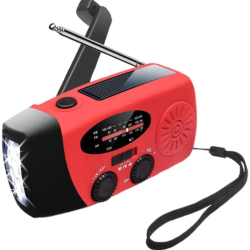 

Kongbo Survival Solar Powered Emergency Hand Crank Bright Led Portable Radio, Red