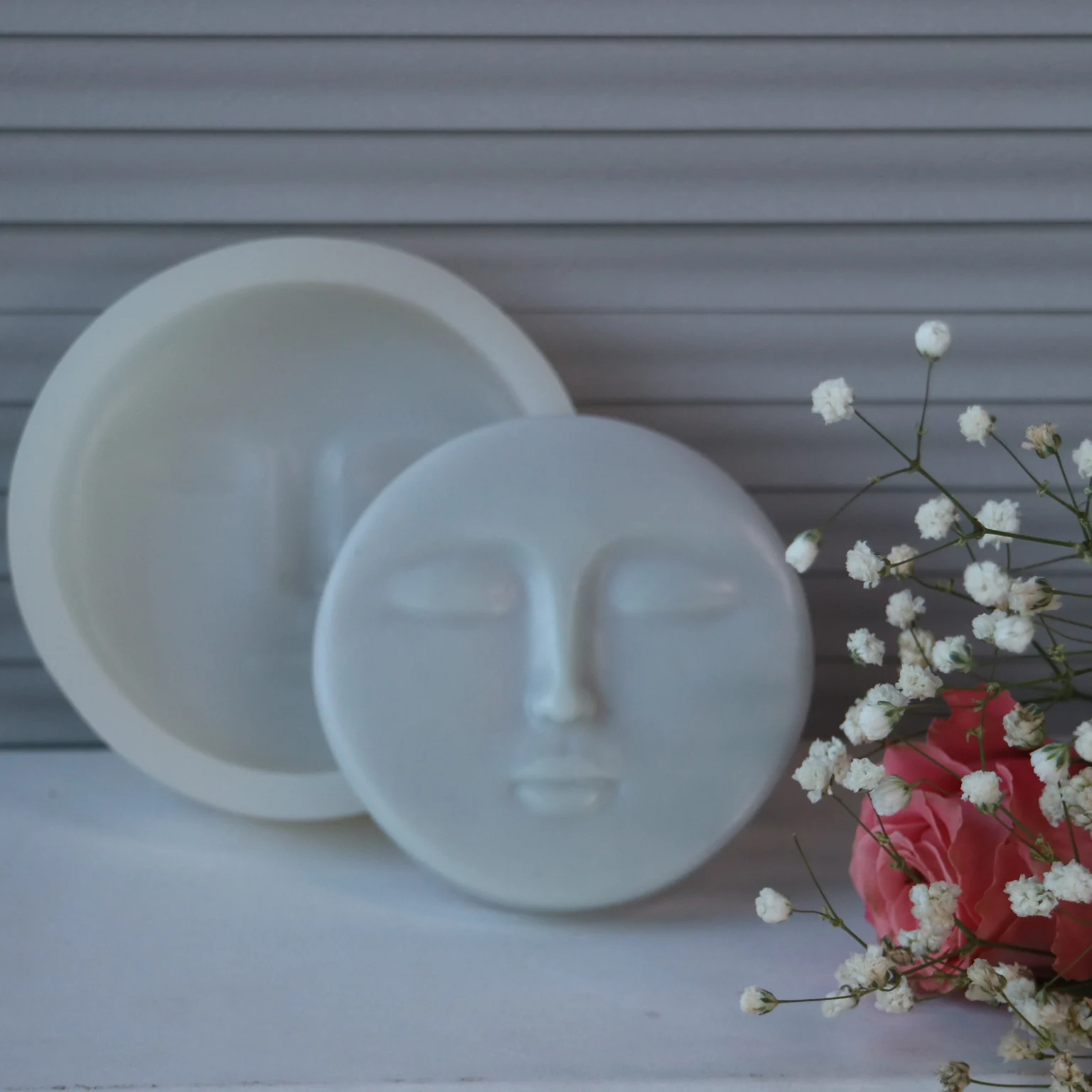 

LOVE'N LV531L soap candles making Round Shape Soap Mould Luna Moon Face For diy Art Handmade Craft unique candle molds round