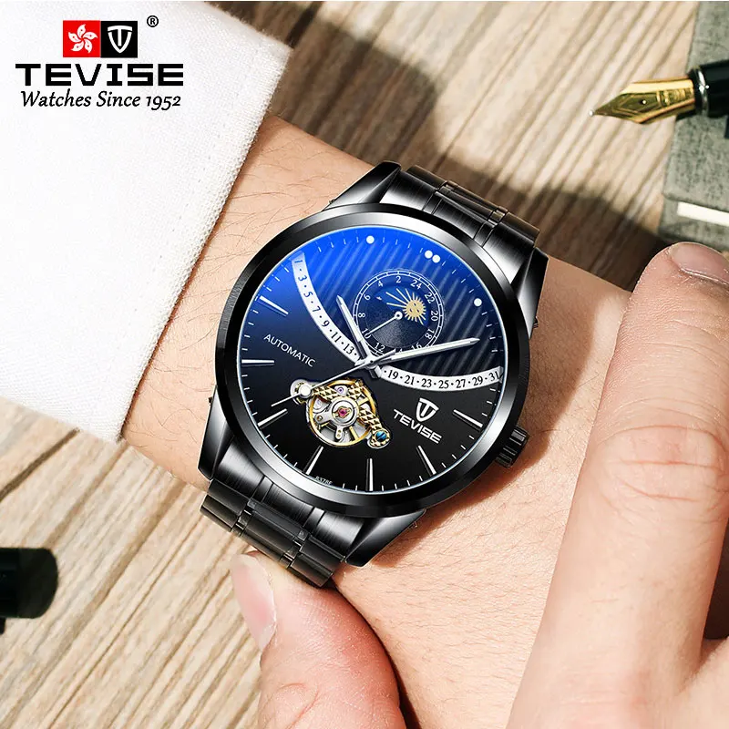 

Hot Sale OEM Watch Luxury Men Wristwatches Fashion Leather Waterproof Skeleton Automatic Watch Tourbillon Watch, Optional