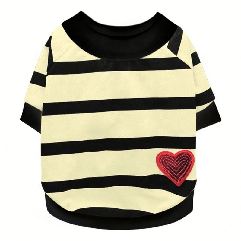 

Jhcentury Spring Summer Thin Striped O-neck T-shirt For Pet Dog Heart Pattern Pet Dog Clothes, Picture