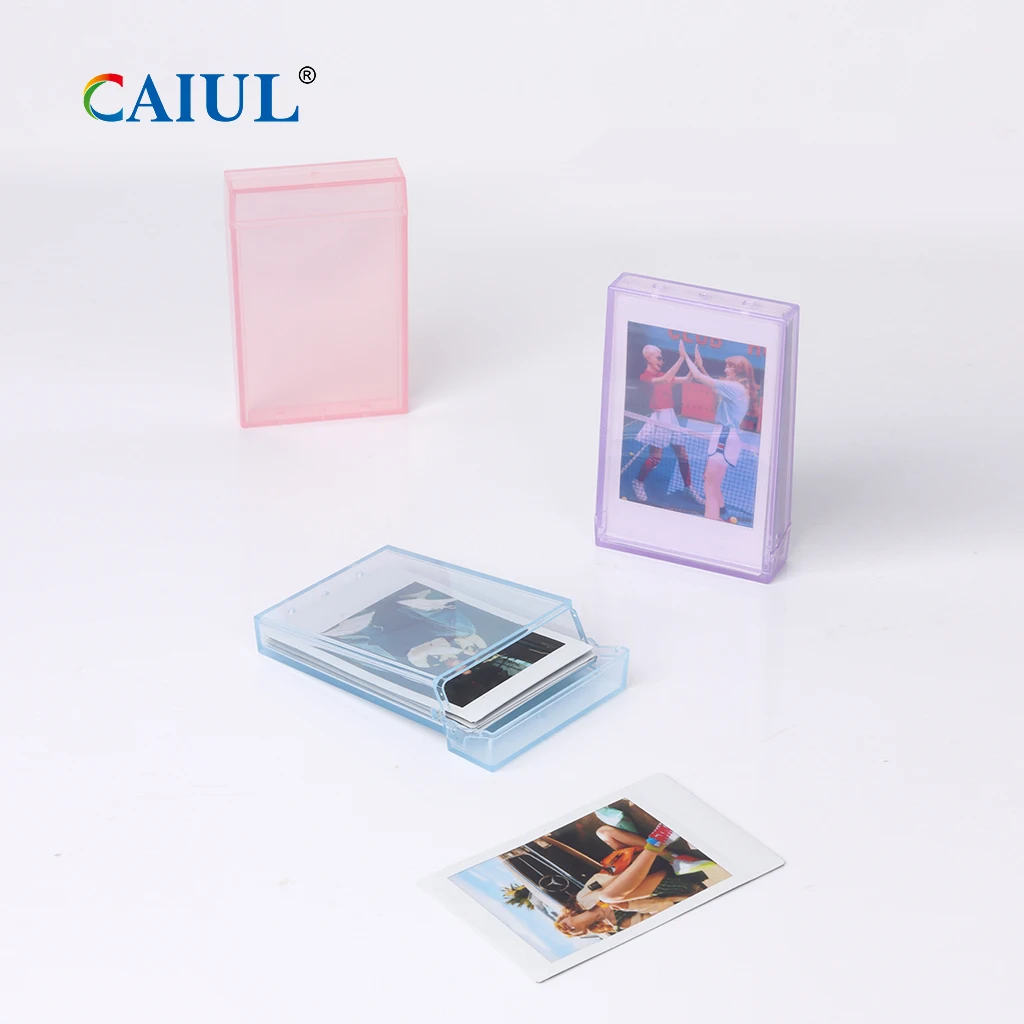 

2023 CAIUL Ice Cream Glitter Protective Photo Storage Box Instax mini Flim Bag Keychain Table Display Frame Photocard Holder