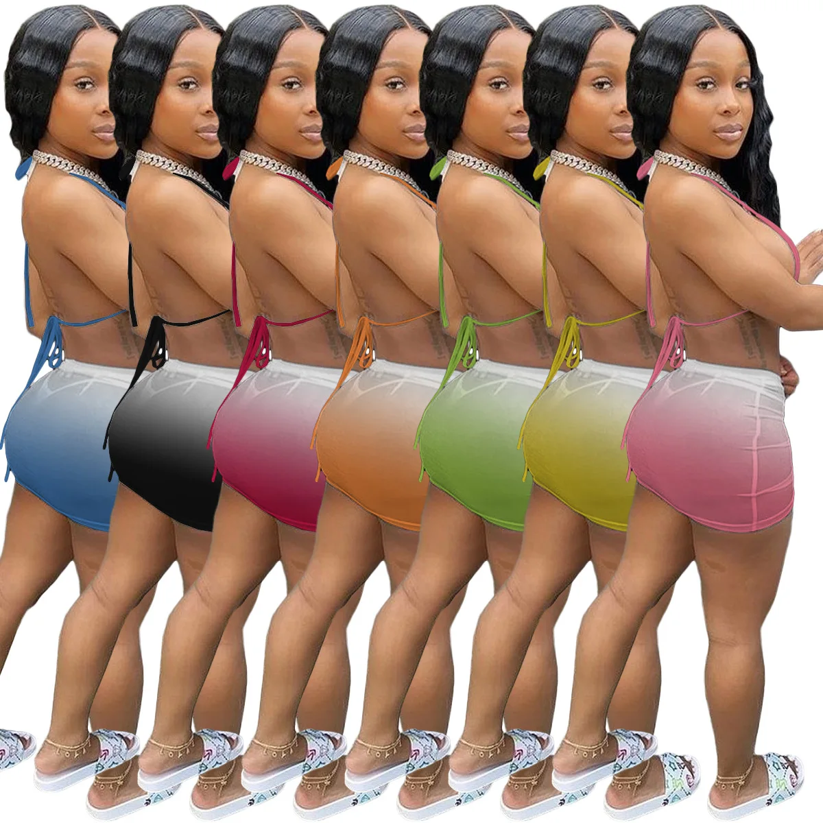 

Cute fashion sexy summer gradient bikini halter two-piece set ALS241, Picture