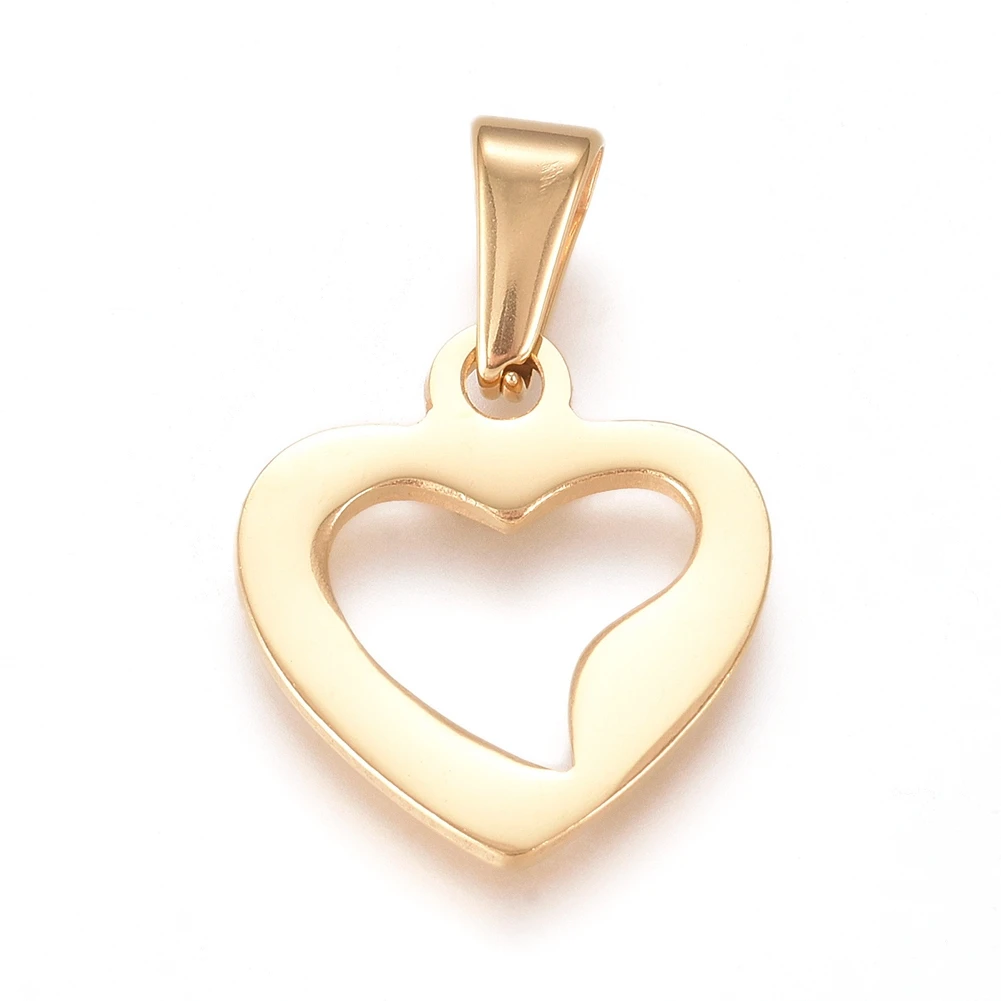 

PandaHall 304 Stainless Steel Open Heart Hollow Charms