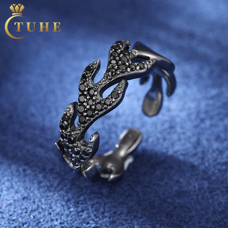 Original New Designs Hip Hop Jewelry 925 Sterling Silver VVS Moissanite Diamond Rust Proof Flame Ring for Gift