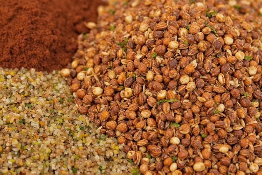Shelf with different jars of chermoula and spice mixes