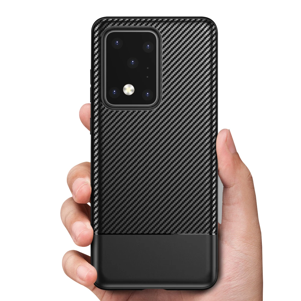 

2020 Slim Carbon fiber grain Soft TPU phone Rubber Back Cover Case For Samsung Galaxy S20 S20plus s20 ultra