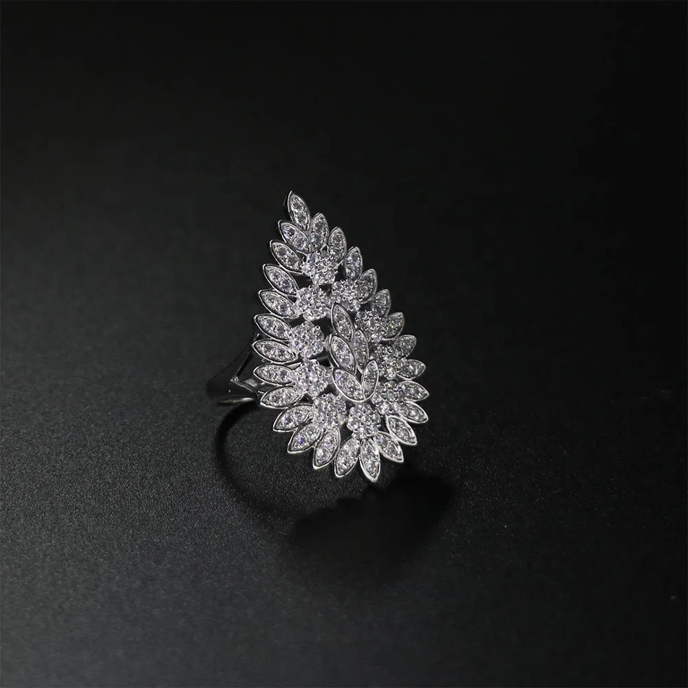 
Bedazzled earring necklace ring bracelet jewelry set silver plating cubic zirconia in copper alloy jewelry set bridal 