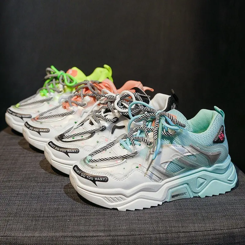 

2021 fashion trend new design women casual running shoes women's thick-soled sneakers plus size sports shoes made in China