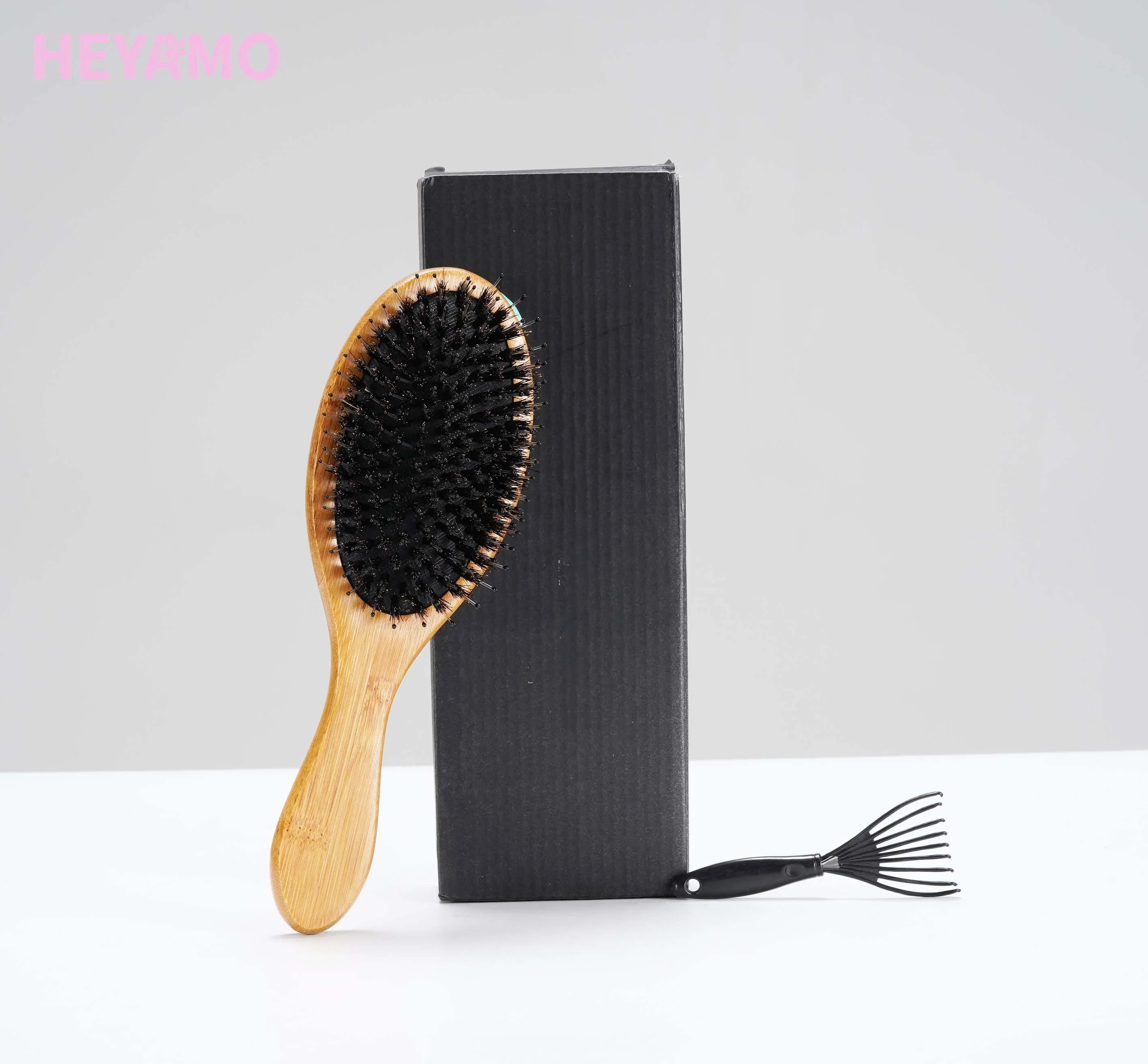 

HEYAMO Brosse Cheveux Eco Friendly Wooden Bamboo Hair Brush Cepillos Bambu Private Label Hair Scalp Massager Brush Care Set