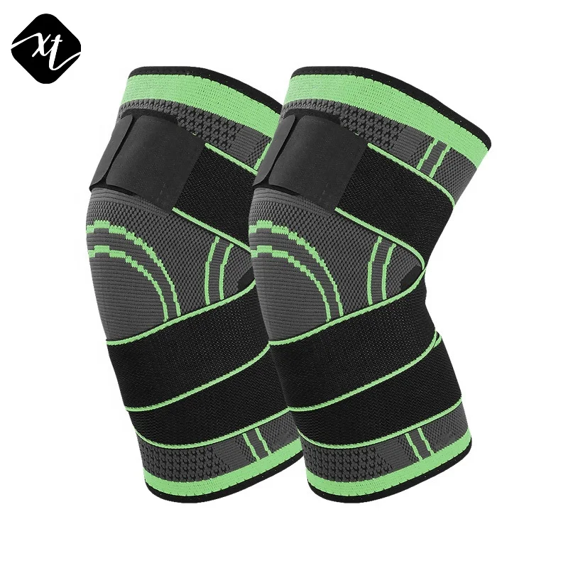 

Wholesale adjustable knee strap brace support for adult men and women strap on knee pads, Black green organge