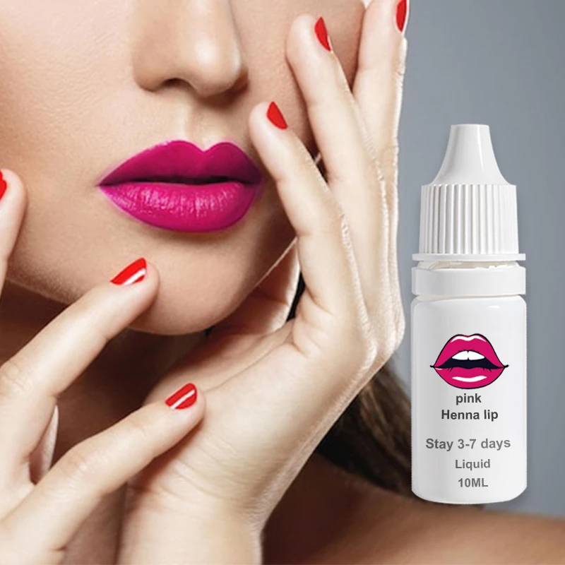 Private Label 10ml Red pink 6 Colors Vegan Liquid Henna Based Lip Stain Paste Tint Shade Dyes Pigment Labial Stay 3-7 Days