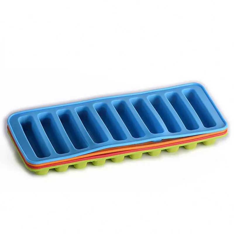 

Food Grade Cylindrical Silicone Ice Mold Easy to Release Ice Maker Homemade 10 Cavity Ice Cube Tray, Blue/green/red/orange