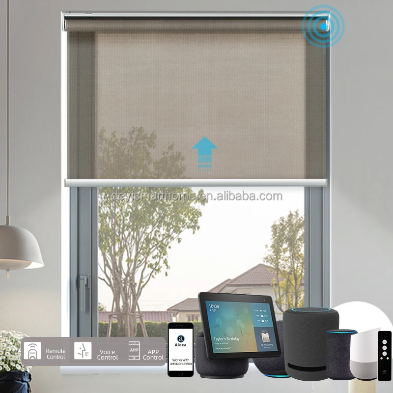 

DEYI Quick Shipping Home Smart Shades Smart Electric Roller Blinds Alexa Remote Control Customizable Size Picture, Customized color