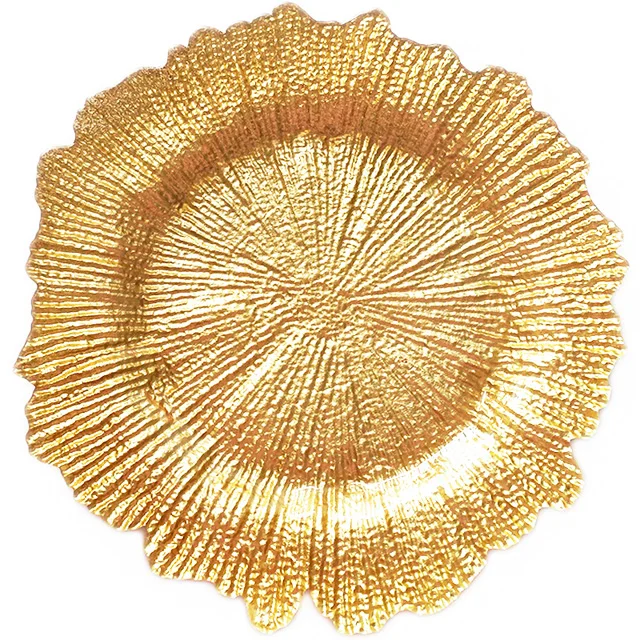 

Wholesale High Quality Wedding 13 inch leaf Glass Charger Plates, Blue