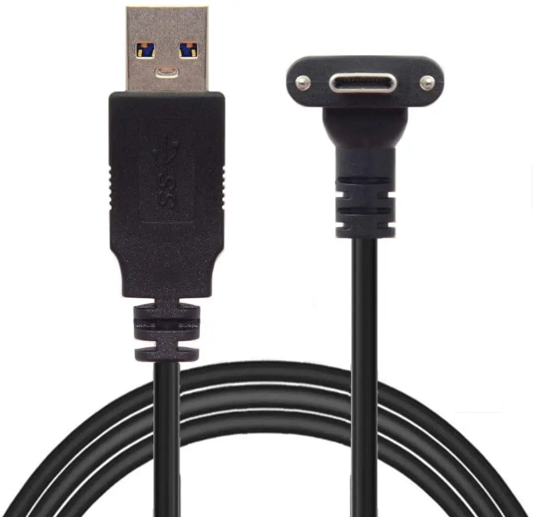 

Down Up Angled USB 3.1 Type-C Dual Screw Locking to Standard USB3.0 Data Cable 90 Degree for Camera (1.2M)