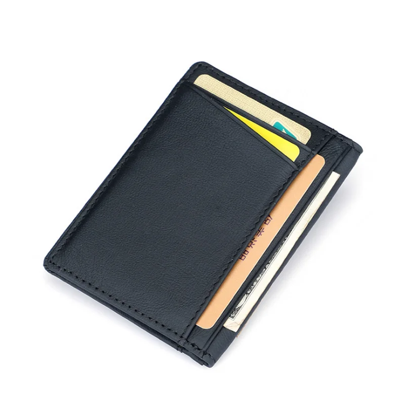 

Hot sale factory cheap slim genuine leather men business card+holders in stock wholesale