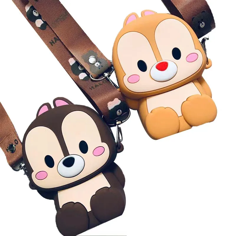 

Cartoon Groundhog Messenger Bag Silicone Chipmunk Children's Mobile Phone Bag Popular Cartoon Wallet Gift Surprise, Pink ,red,green,brown