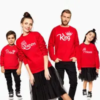 

Fashion Dad mom and kids family long sleeve print king&queen&prince sweatshirt matching family clothes