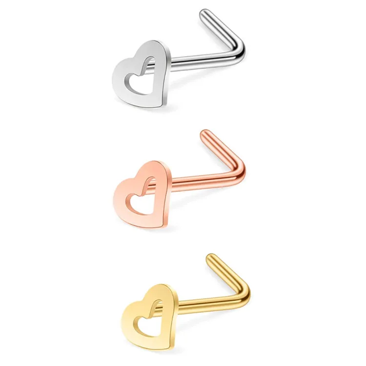 

Titanium Steel Heart-Shaped Nose Nails Stainless Steel Jewelry Nose Ring Factory Direct Sales Nose ring, Picture shows