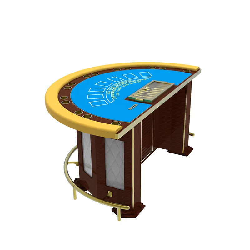 

YH 7 Persons Polygonal Leg Semicircle Blackjack Poker Table With Poker Chips Tray