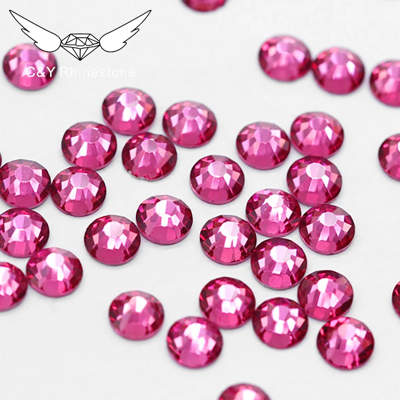 Wholesale Crystal FlatBack Glass Non Hot Fix Nail Art Decorations Loose Rose Red Rhinestones