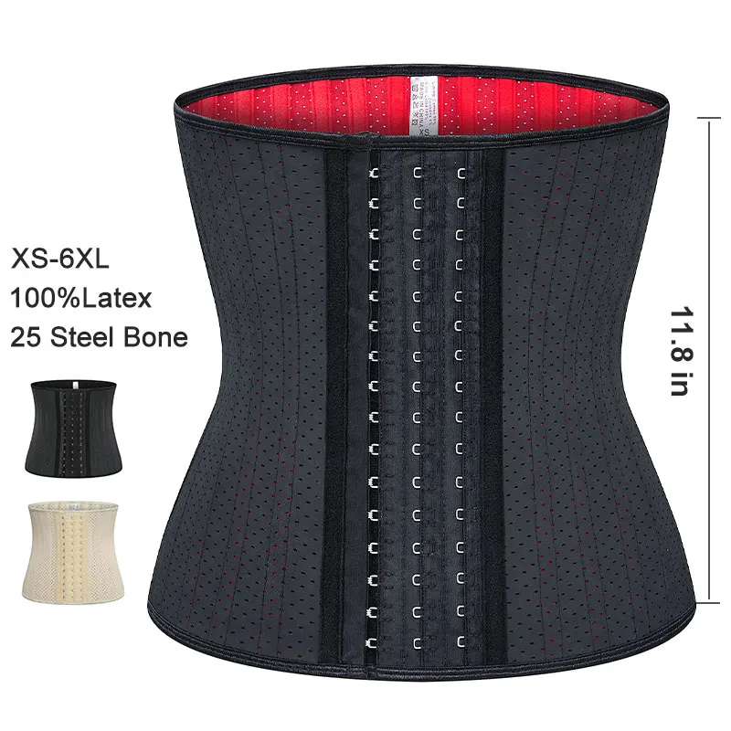 

Custom Unisex XS Red Corset Tummy Control Shapers Women Shape Wear Fajas Cinta 25 Steel Bone Latex Waist Trainer Breathable, Accept customized