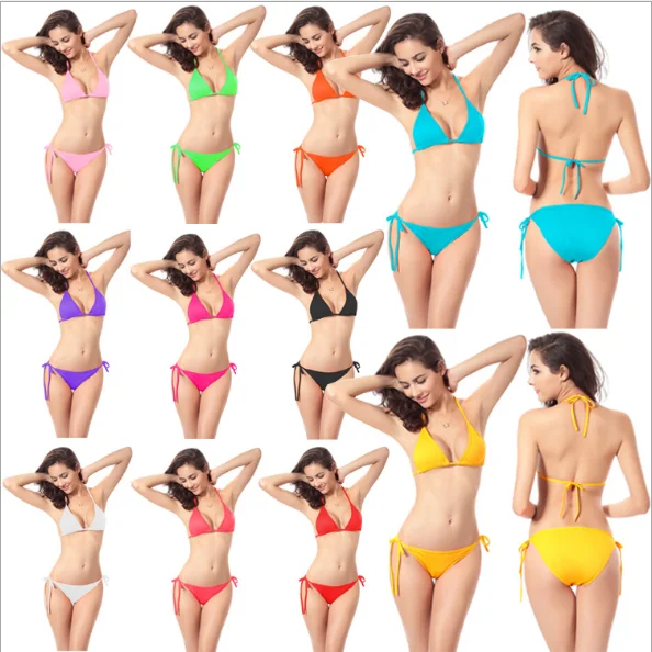 

wholesale 2020 Women's Tie Side back Bottom Triangle sexy two piece Bikini Swimsuit