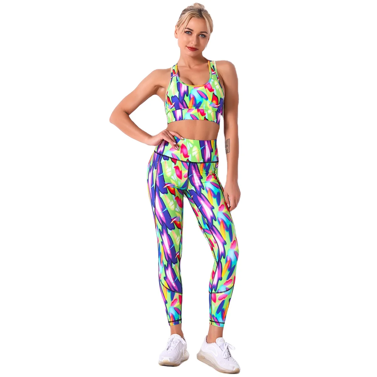 

Private Label Floral Full Size Spandex Gym Workout Clothing Legging Bra Set Yoga Wear Clothes Set For Women