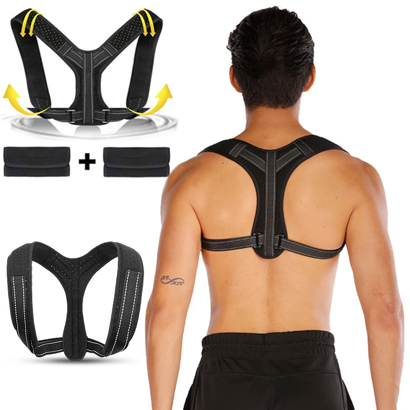 

Adult Back Support Clavicle Belt Orthopedic Corrector gym back brace belt lumbar support cross adjustable posture corrector, Black,or custom color