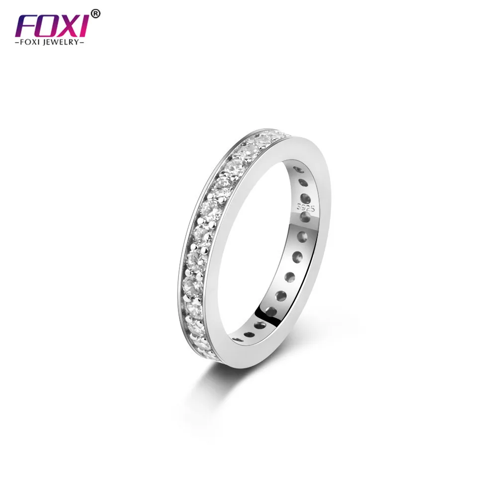 

WR3702b FOXI jewelry tennis high quality infinity minimalist ring sterling silver wedding cubic zirconia rings for women, Gold color