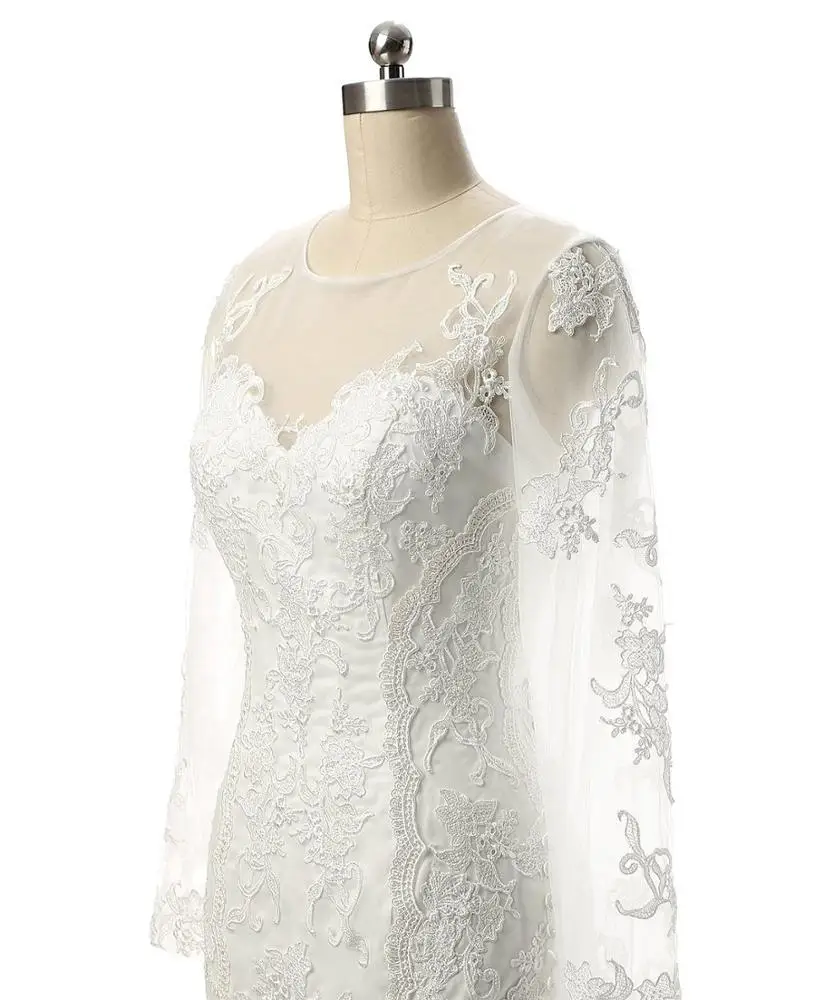 
long sleeve lace wedding dress mermaid bridal wedding dress 