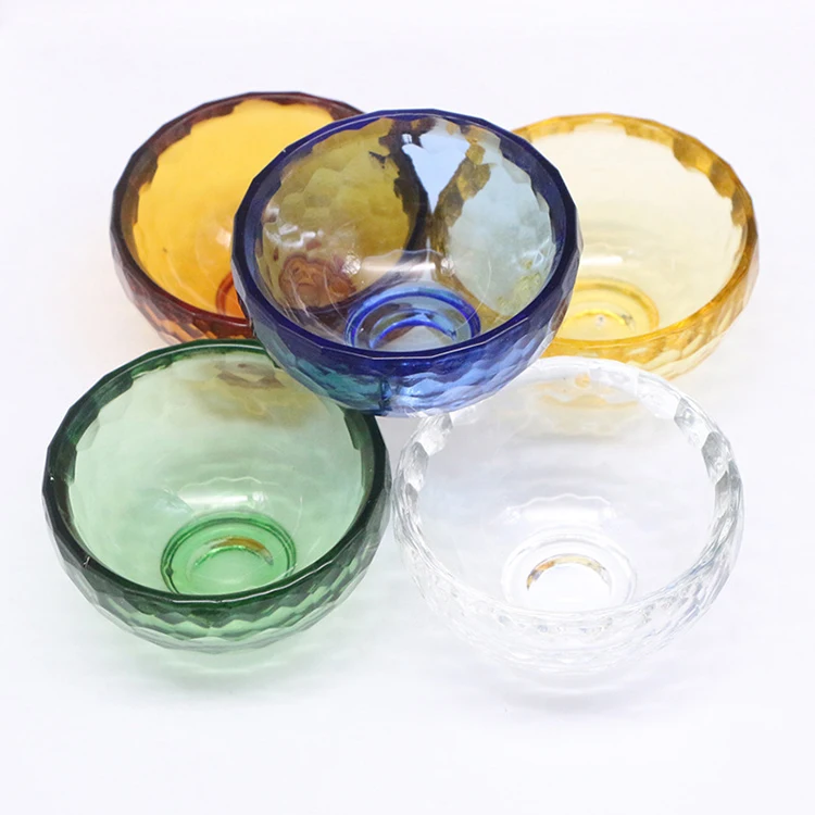 

Heat-resistant transparent solid color glass colorful mixing bowl set