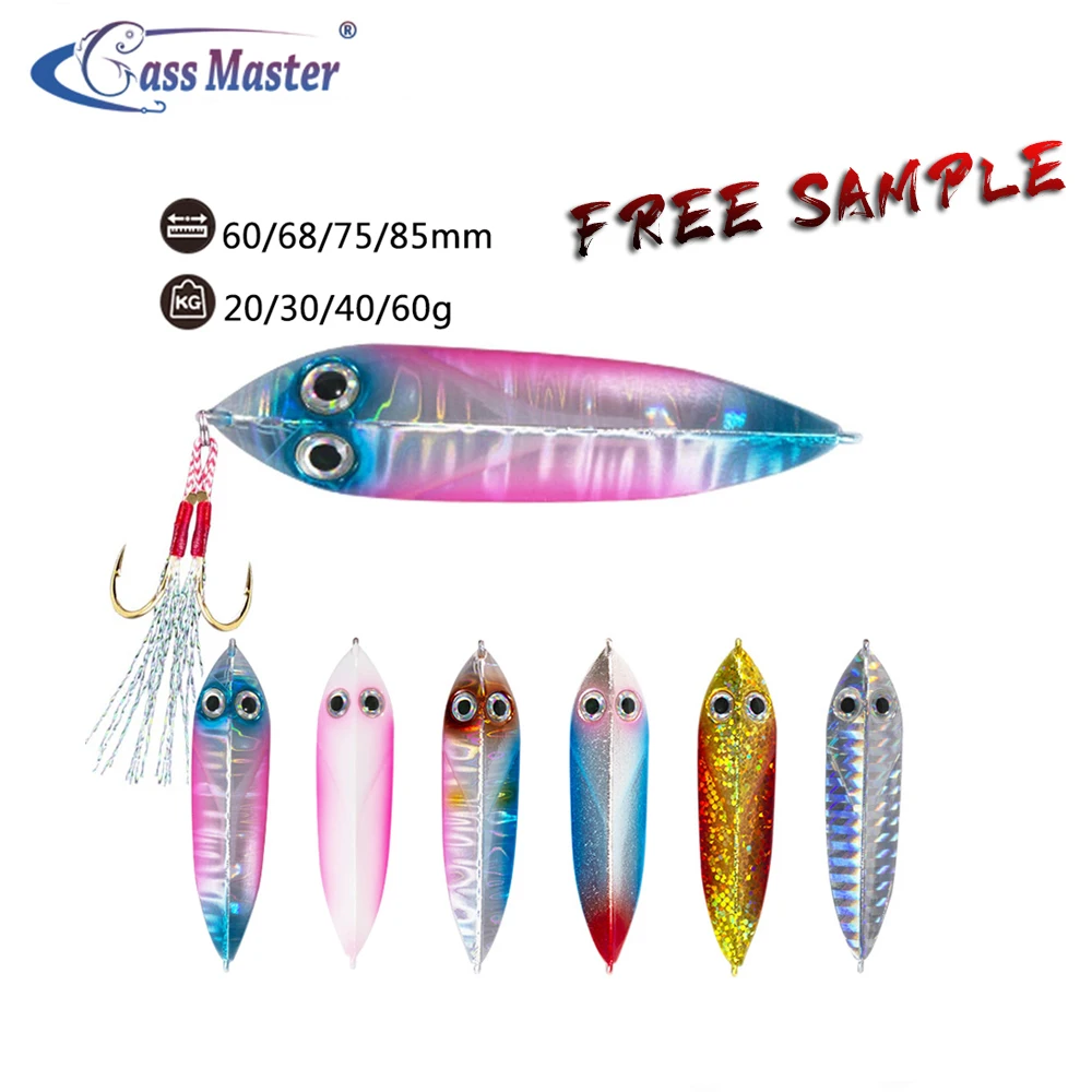 

Bassmaster Artificial slow pitch jigging lure 3D holographic eyes saltwater fishing metal switch jigs