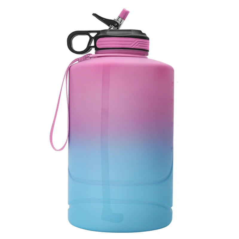 

2021hot amazon one gallon sport water bottle Large Capacity motivational Water Bottle PETG Plastic Time Marker customized, Customized color