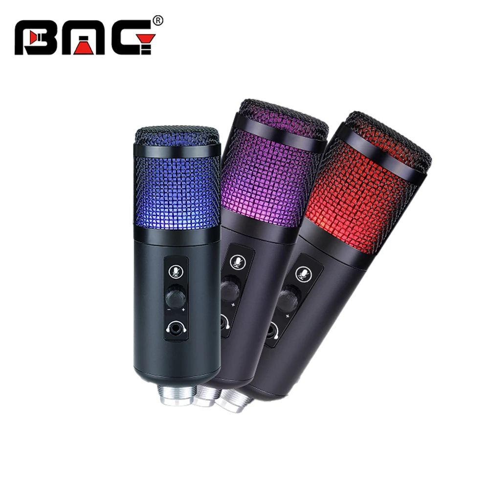 

BMG-K9 Professional Usb Podcast mic desktop Rgb Condenser Microphone for youtube game computer recording studio