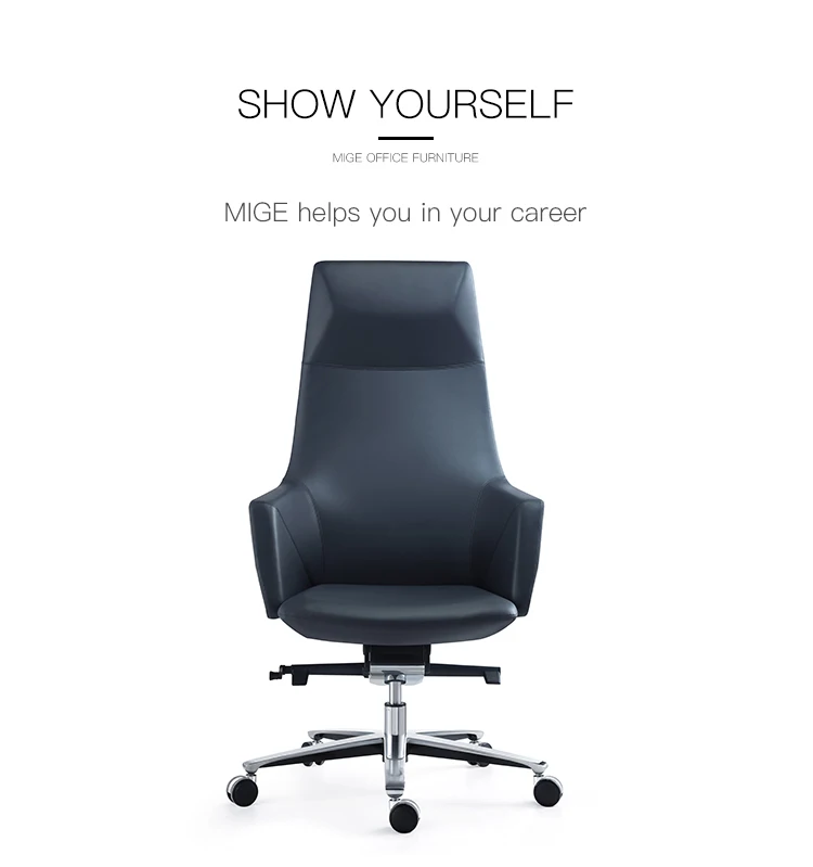 Wholesale China Black Erognomic PU Leather Desk Executive Chair CEO Manager Big And Tall Office Chair