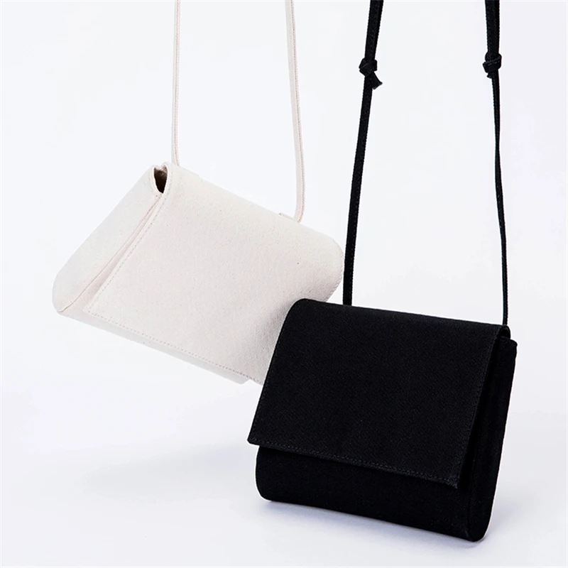 White Canvas Bag Shoulder Messenger Fairy Small Square Bag Temperament Wild Casual Bag
