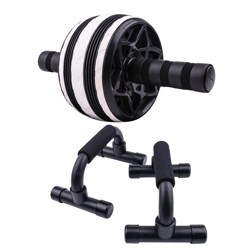 

Household fitness equipment exercise rollers abdomen exercise AB wheel double roller belly Belly Abdominal girdle wheelbarrow, Black and white