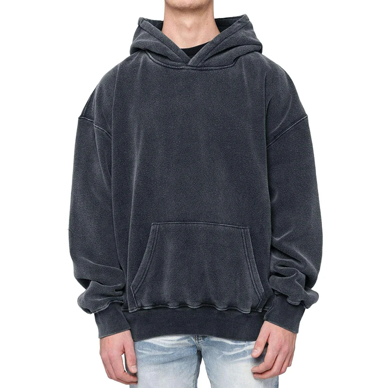 

vintage style dropped shoulder pullover stone washed oversized hoodie, Customized color