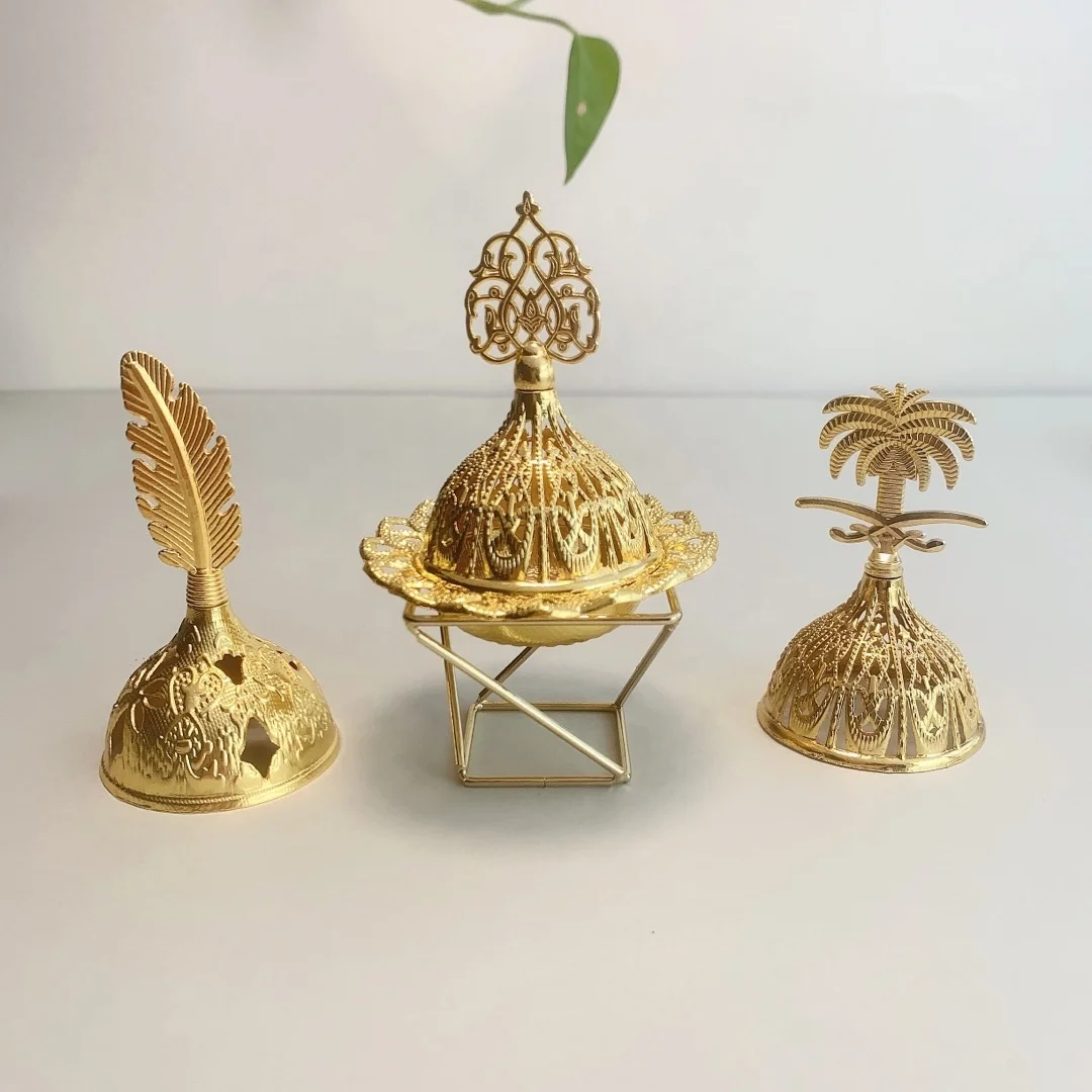 

Middle East Arabic Home Simple Lace Metal Craft Decoration Resin Gold Accessories Muslim Incense Burner