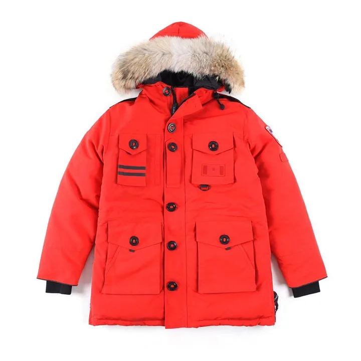 

china factory wholesale canada style brand White Duck Down plus size jackets Thick warm Wolf gross Collar winter coat for men