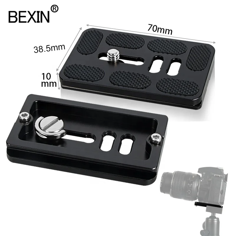 

BEXIN China suppliers tripod monopod accessories PU70 universal camera head parts board quick release plate with 1/4 screw, Black