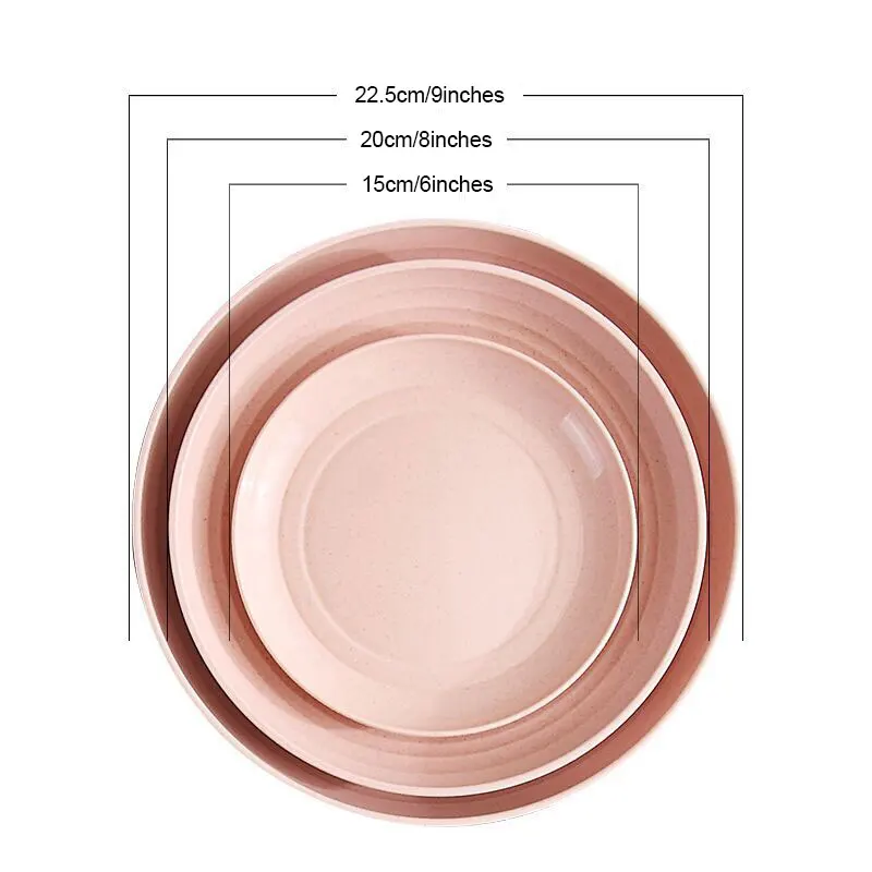 

Eco-friendly Biodegradable Unbreakable Dinner Plates Wheat Straw Restaurant Plates Plastic For Picnic And Dishes, Variety