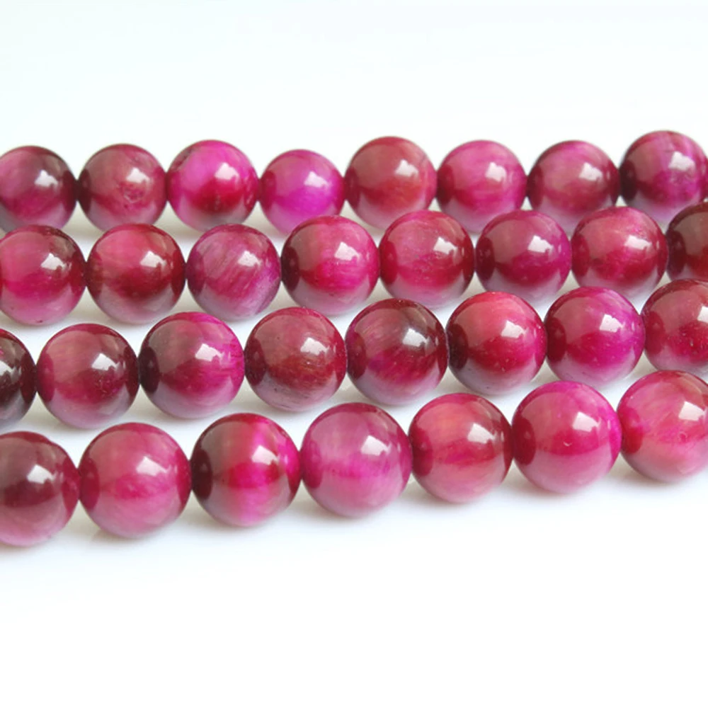 

Semi-precious Round Natural Rose Tiger Eye Strand Loose Stone Beads 15.5" DIY Jewelry Making