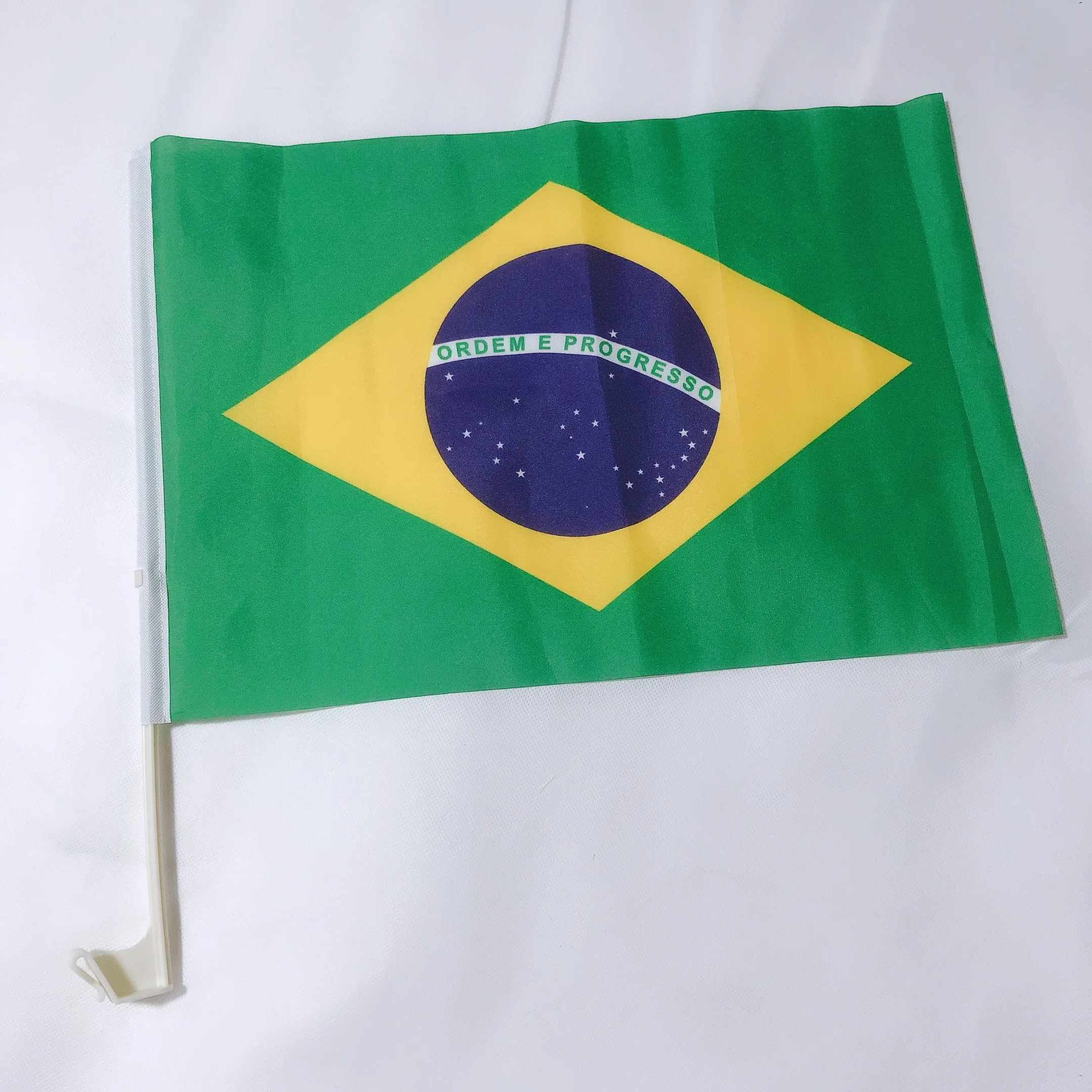 

Factory Direct Wholesale Country Promotional Custom Brazilian Gift Car Flag Brazil Car Flag for Wholesale, Custom color