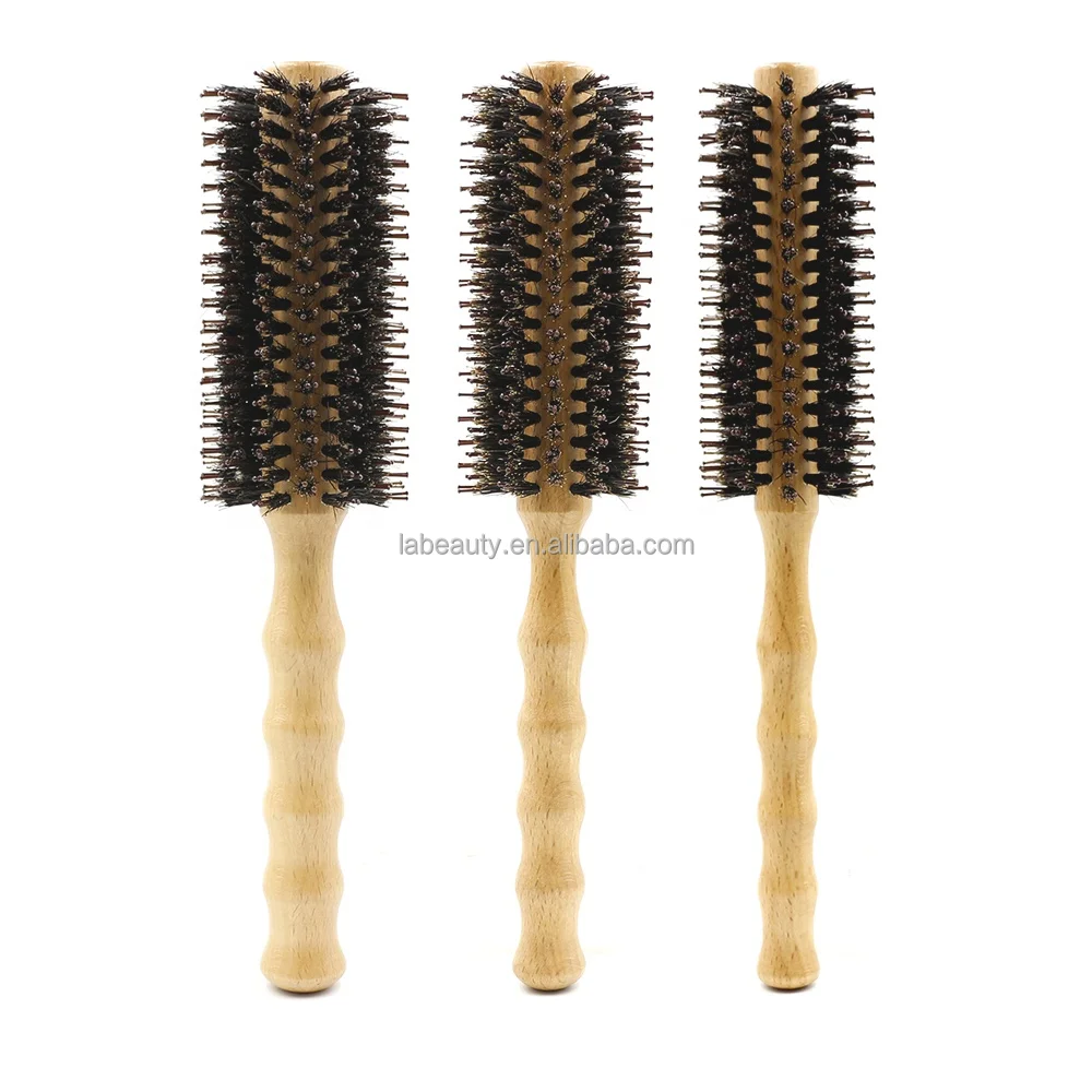 

High Quality Nano Hair Anti Static Curly Hair Care Comb Boar Bristle Salon Home Brush Roll Round Wooden Gourd Handle Salon Brush, S,m,l