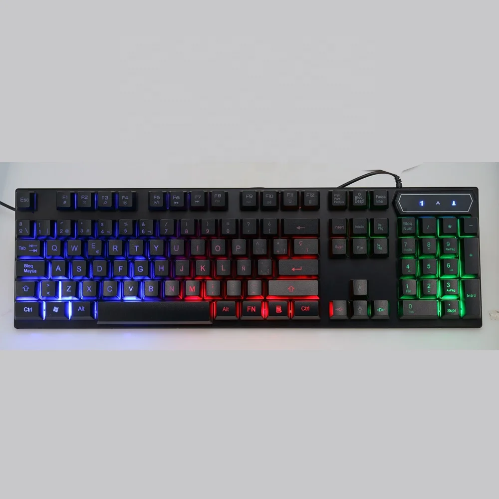 

CE FCC 104 keys Wired USB Waterproofed Cyan axis ERGONOMIC RGB Gaming mechanical keyboard spanish keyboard, Black silver