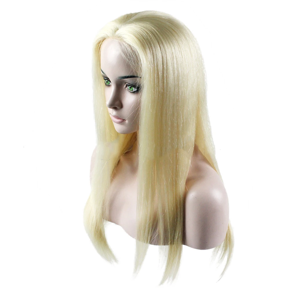 

Suitable for any skin tone Customizable Europe and America handmade golden women wig hats hair extensions 613 full lace wig